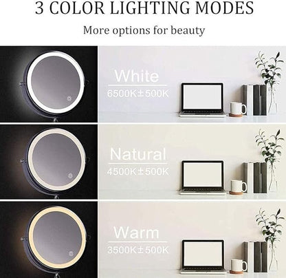 LUMIVIEW – Espejo Aumentador LED Recargable con Control Táctil