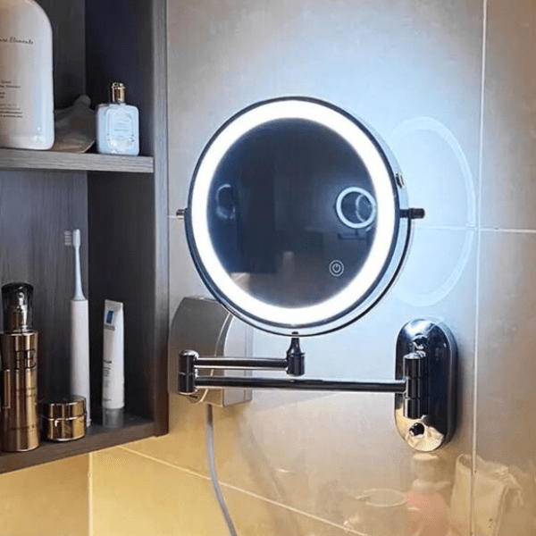 Elegant Black LED Vanity Mirror with 3-Color Touch Control Lighting 1