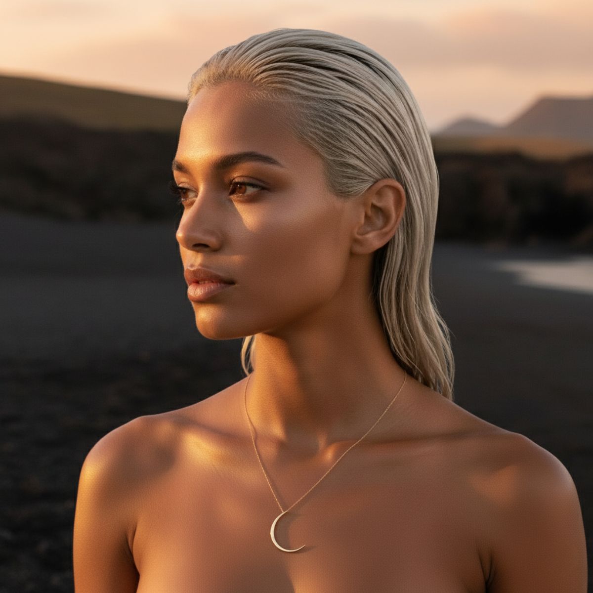 LunaMoon - Collar de oro impermeable e hipoalergénico con recubrimiento duradero