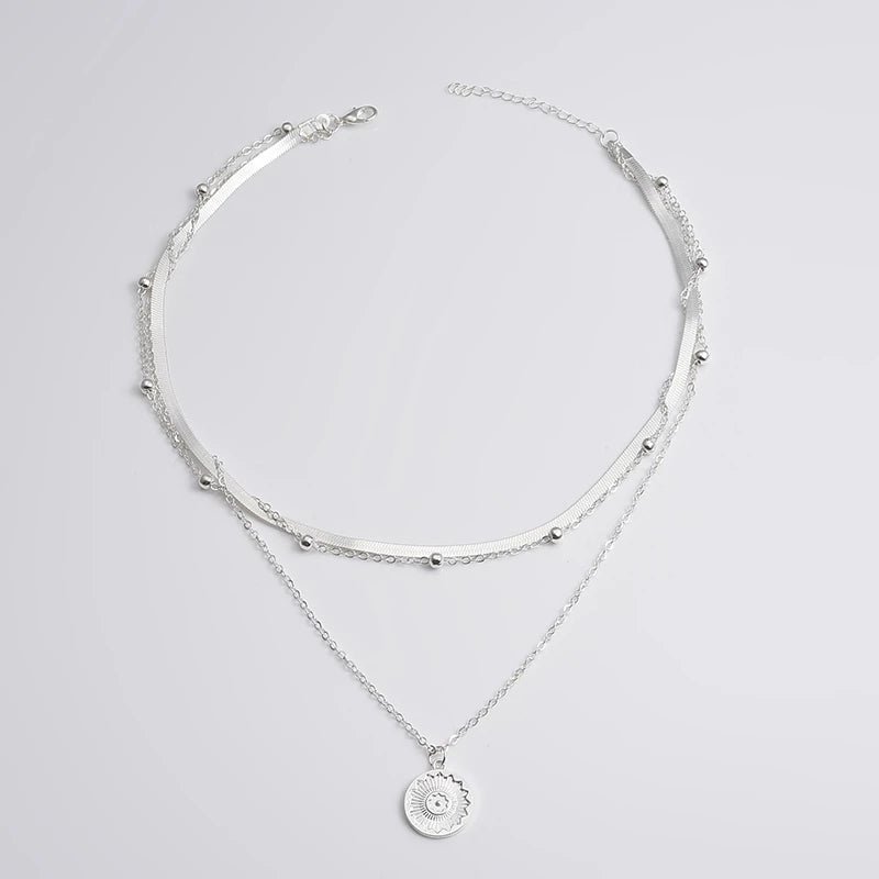 LUNARIA NECKLACE – Elegant silver triple necklace for style & confidence