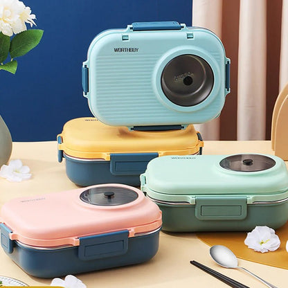 LUNCHMATE – Contenitore per pranzo in acciaio inox con 3 scomparti per pasti freschi e organizzati