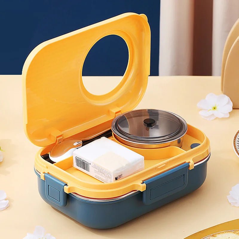 LUNCHMATE – Contenitore per pranzo in acciaio inox con 3 scomparti per pasti freschi e organizzati