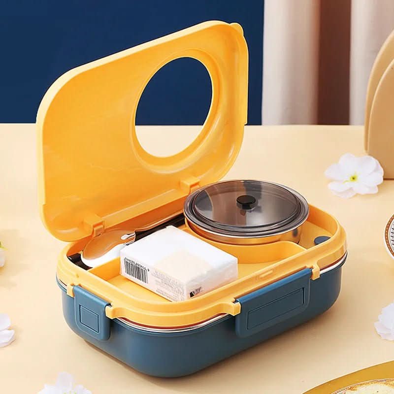 LUNCHMATE – Ruostumattomasta teräksestä valmistettu eväsrasia, jossa on 3 lokeroa tuoreille ja järjestelmällisille aterioille