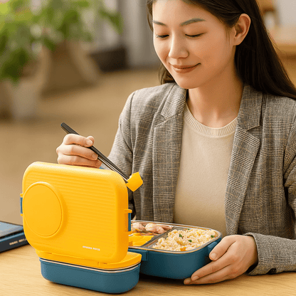 LUNCHMATE – Contenitore per pranzo in acciaio inox con 3 scomparti per pasti freschi e organizzati
