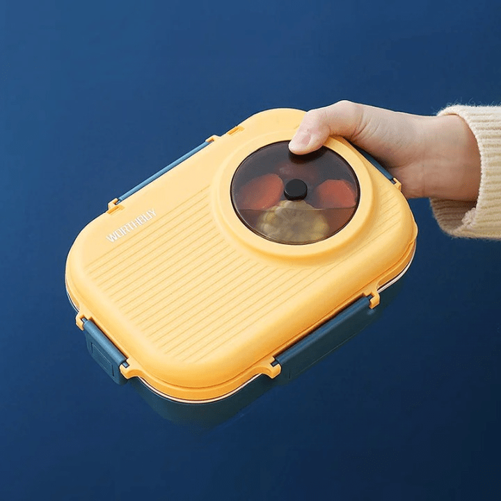 LUNCHMATE – Ruostumattomasta teräksestä valmistettu eväsrasia, jossa on 3 lokeroa tuoreille ja järjestelmällisille aterioille