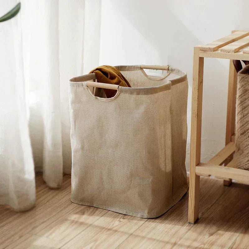 Elegant Foldable Cotton-Linen Laundry Hamper Basket - Large Capacity Organizer 0