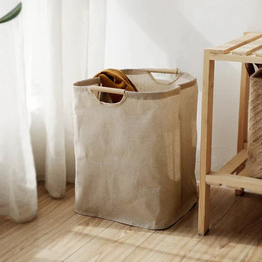 Elegant Foldable Cotton-Linen Laundry Hamper Basket - Large Capacity Organizer 0