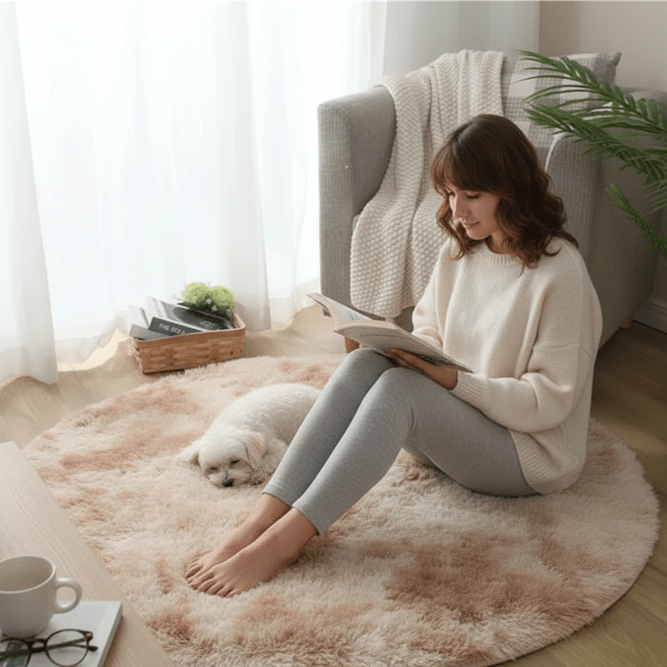 Velvéri Luxe FluffyMat-matto | Erittäin pehmeä pyöreä pörröinen matto kodikkaaseen koti- ja makuuhuoneen sisustukseen