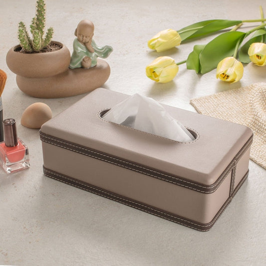 LuxeTiera leren tissueboxhouder | Elegante handgemaakte leatherite organizer voor thuis, kantoor en auto