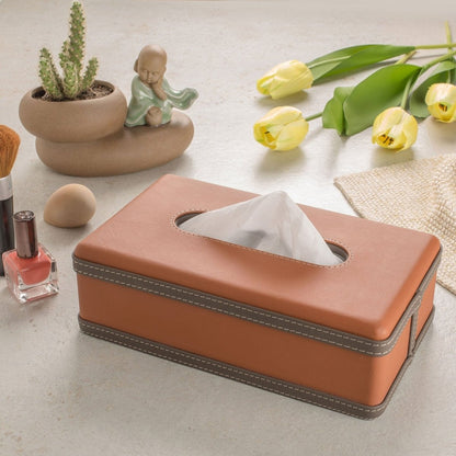 LuxeTiera leren tissueboxhouder | Elegante handgemaakte leatherite organizer voor thuis, kantoor en auto