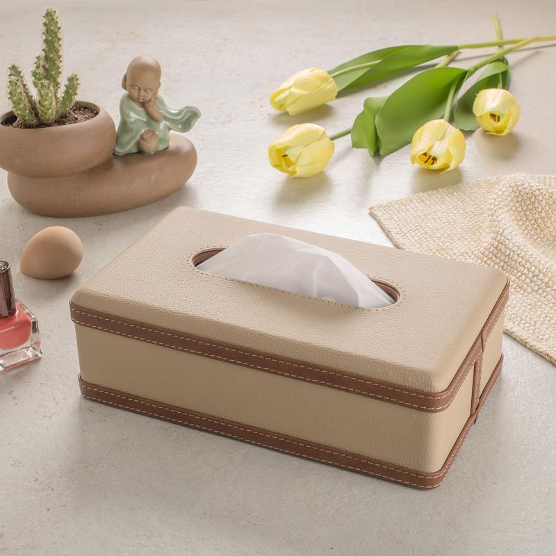 LuxeTiera leren tissueboxhouder | Elegante handgemaakte leatherite organizer voor thuis, kantoor en auto