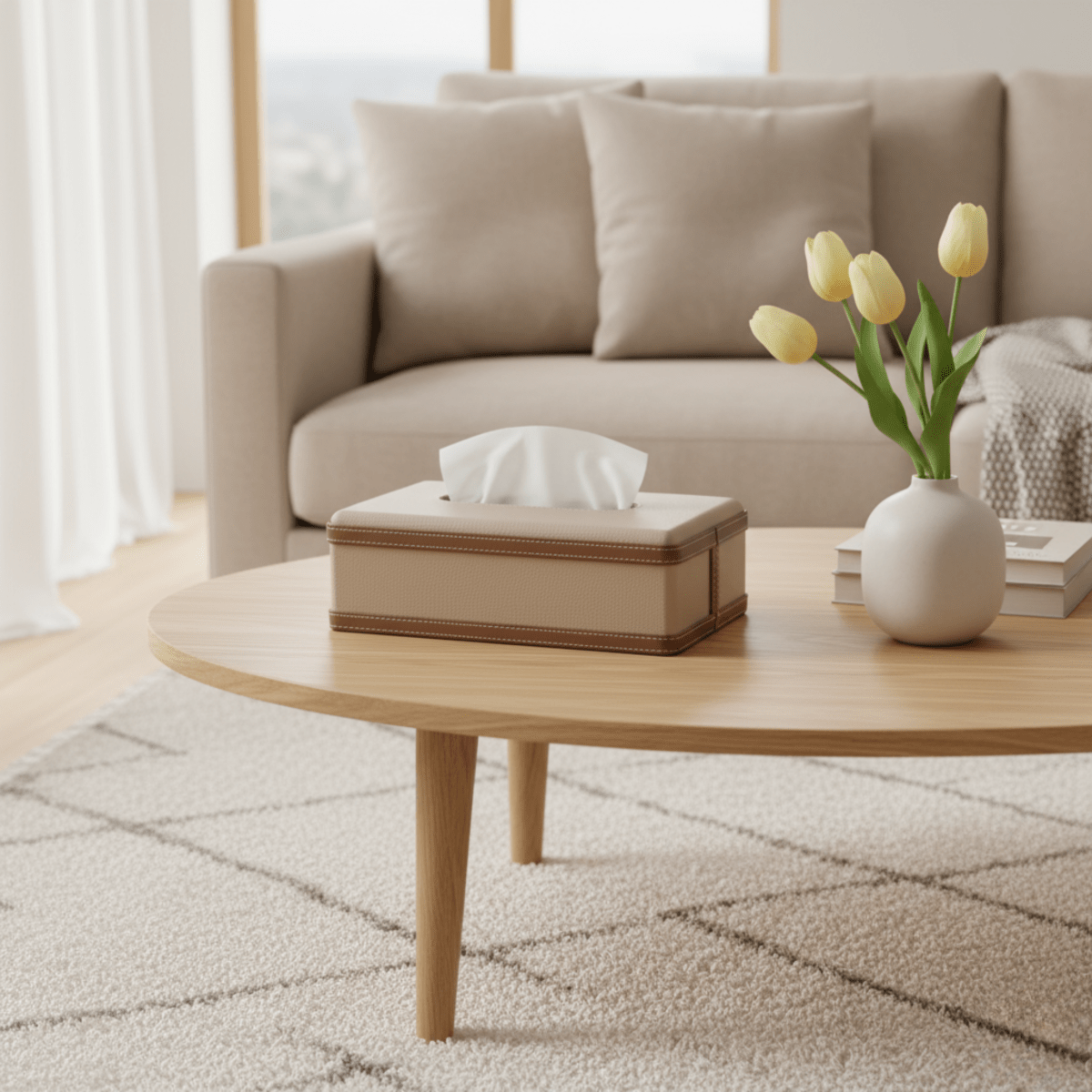 LuxeTiera Leather Tissue Box Holder | Elegant handcrafted leatherite organizer for home, office, and car