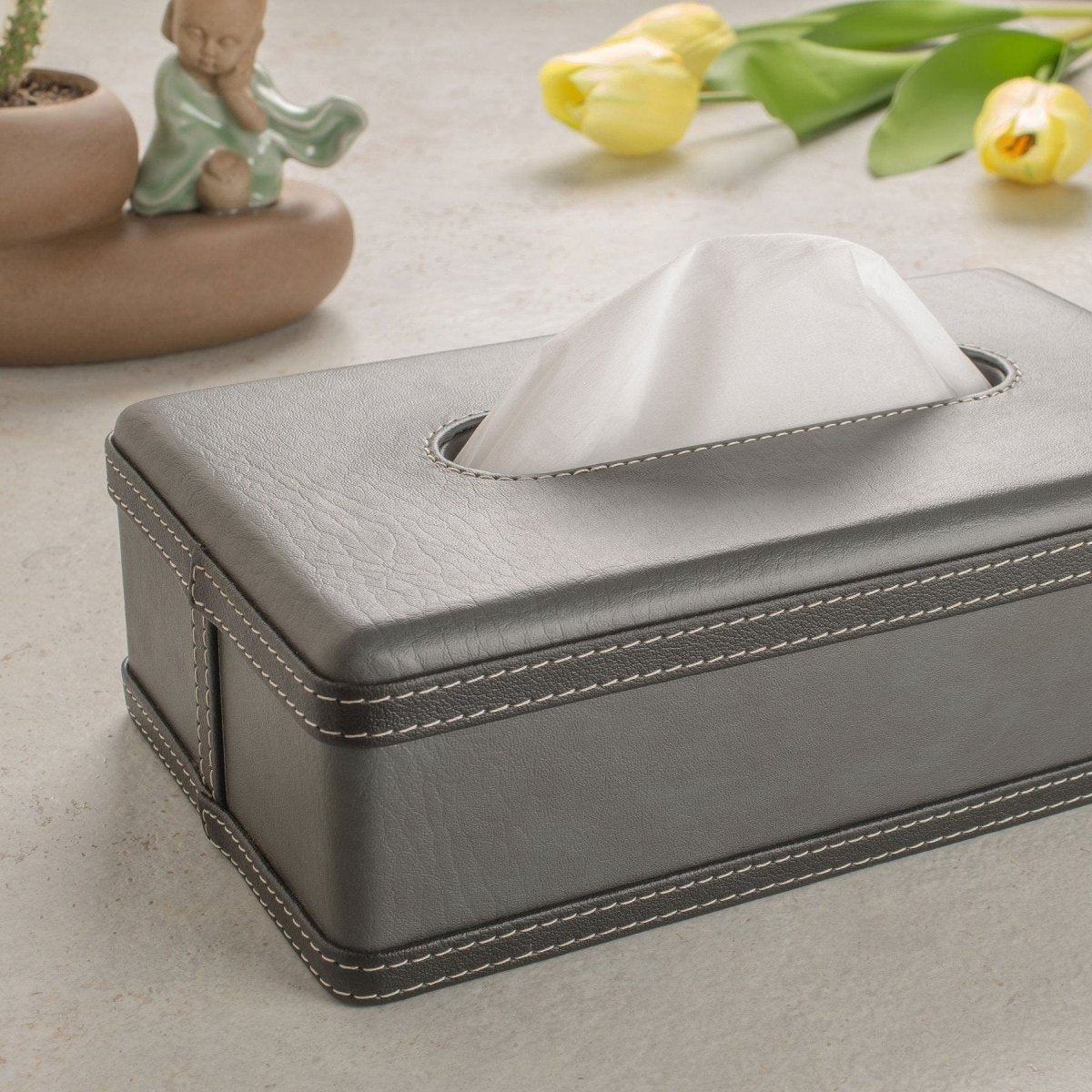 LuxeTiera leren tissueboxhouder | Elegante handgemaakte leatherite organizer voor thuis, kantoor en auto