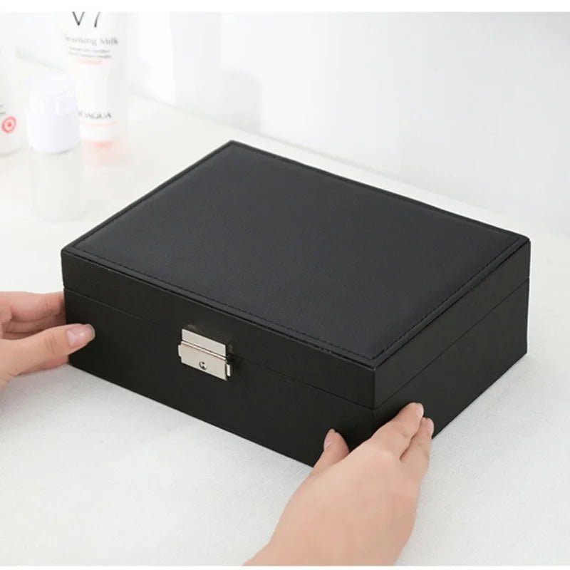 LuxeWood – Caja de joyería elegante de madera con cuero PU
