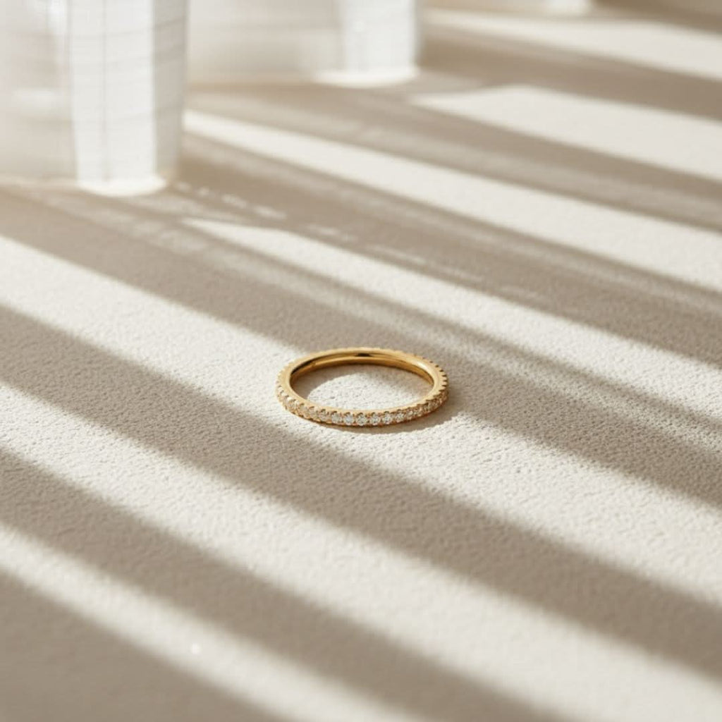 Kustlijn Glans Zilver Goud Pavé Ring