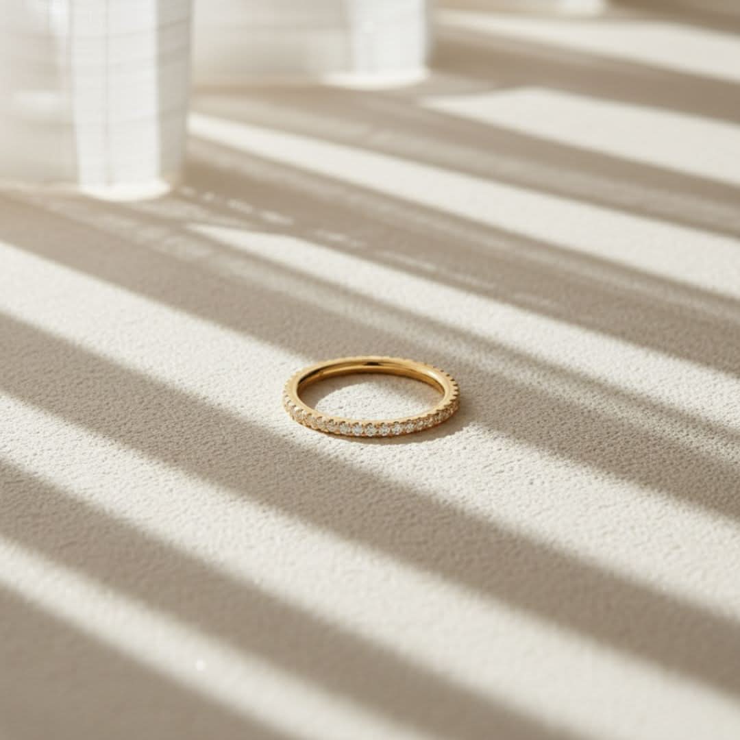 Kustlijn Glans Zilver Goud Pavé Ring