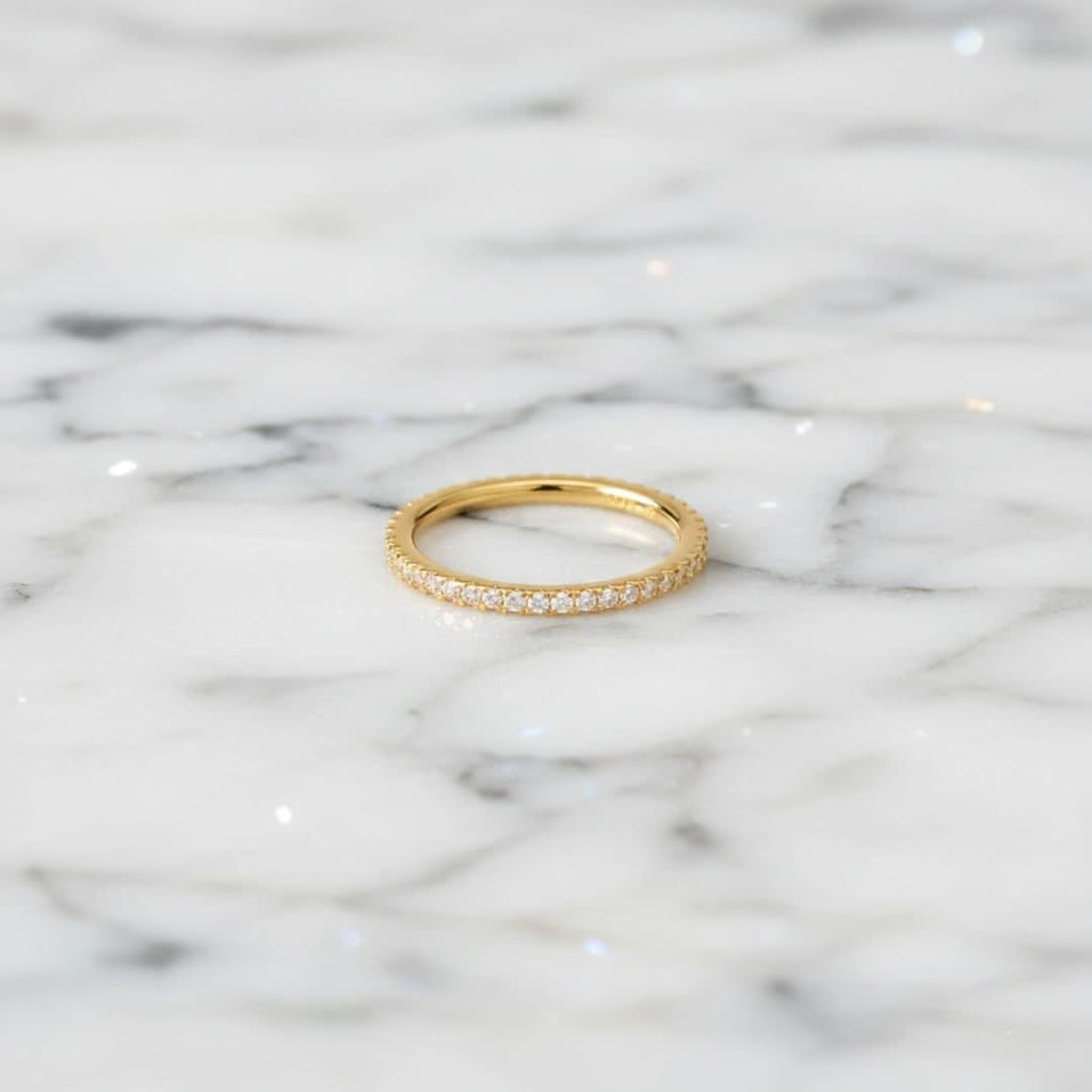 Kustlijn Glans Zilver Goud Pavé Ring