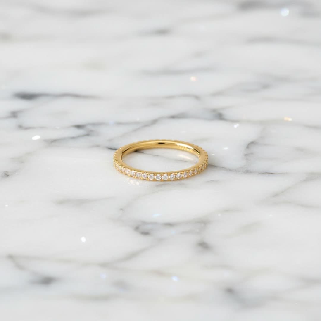 Kustlijn Glans Zilver Goud Pavé Ring