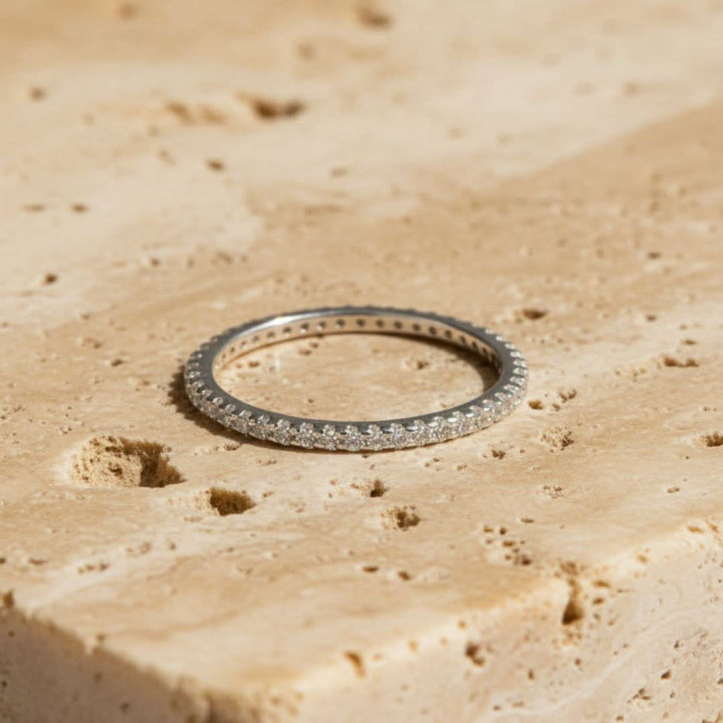 Kustlijn Glans Zilver Goud Pavé Ring