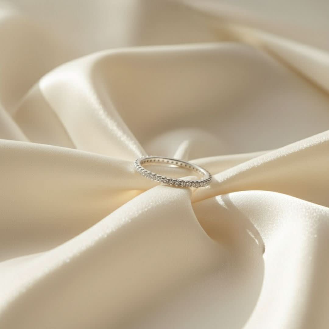 Kustlijn Glans Zilver Goud Pavé Ring