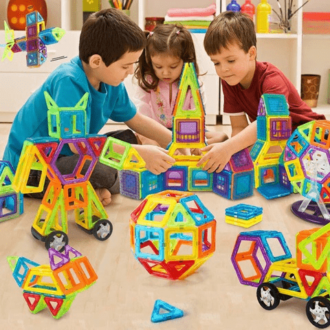 Set Magnabuilder - Blocchi da costruzione magnetici per bambini per stimolare la creatività e l'apprendimento STEM