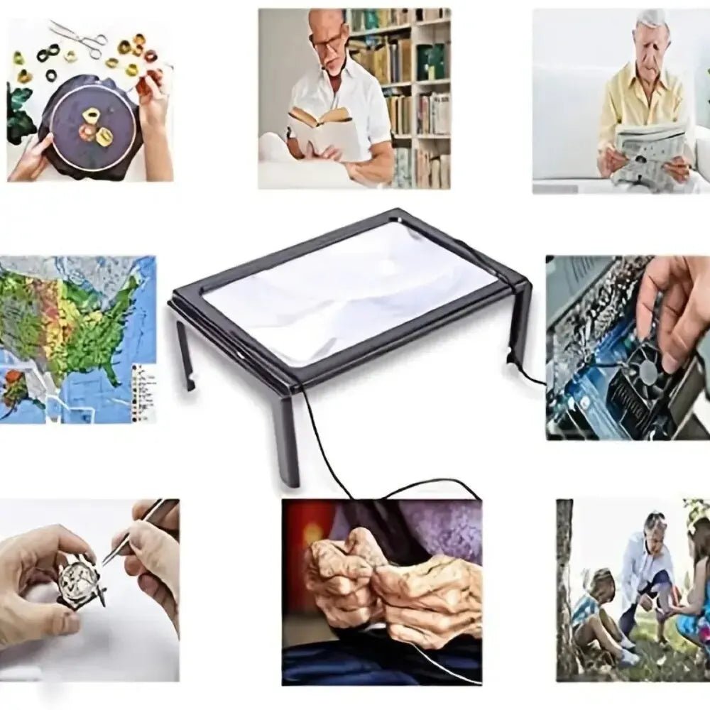 Foldable 3X Magnifying Glass with LED Lights - Desktop Reading Magnifier for Seniors 3