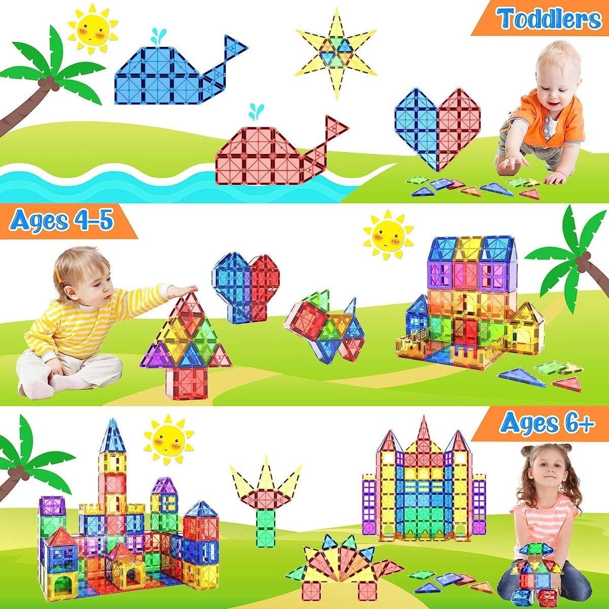 Magnamonti Tiles – Montessori Magnetic Building Tiles – Creative Learning and Construction Fun