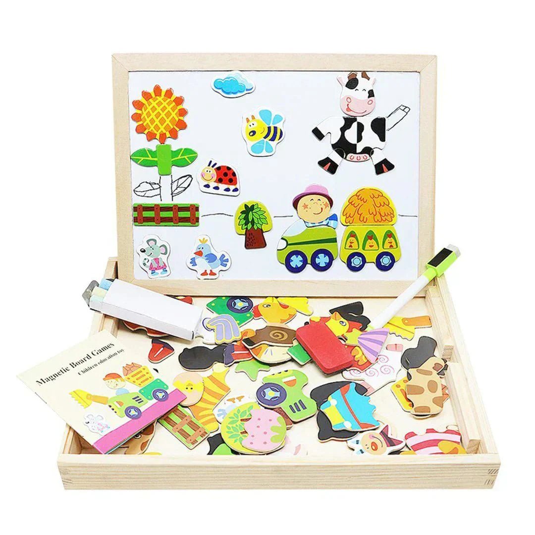 Magnidraw Duo – Quadro de Desenho Magnético e de Giz Dupla Face para Crianças – Aprendizagem e Brincadeira Criativas