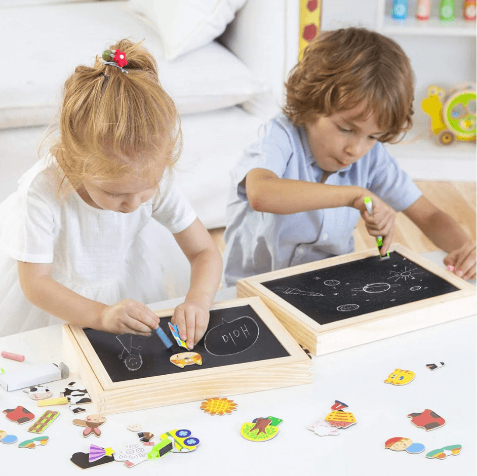 Magnidraw Duo – Quadro de Desenho Magnético e de Giz Dupla Face para Crianças – Aprendizagem e Brincadeira Criativas