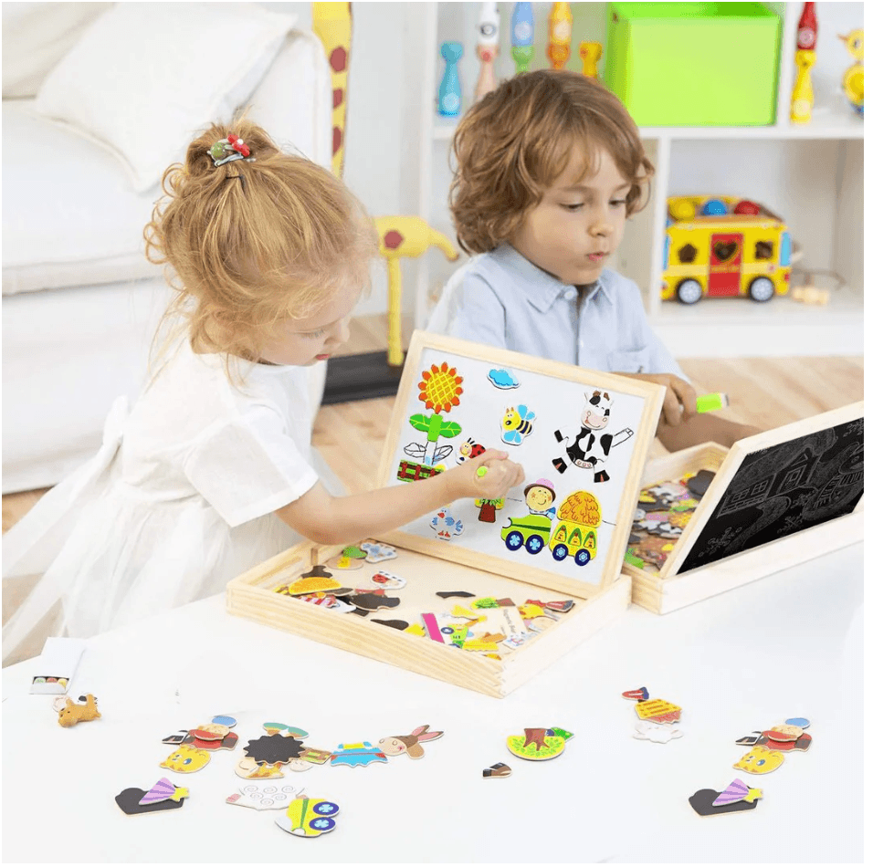 Magnidraw Duo – Quadro de Desenho Magnético e de Giz Dupla Face para Crianças – Aprendizagem e Brincadeira Criativas