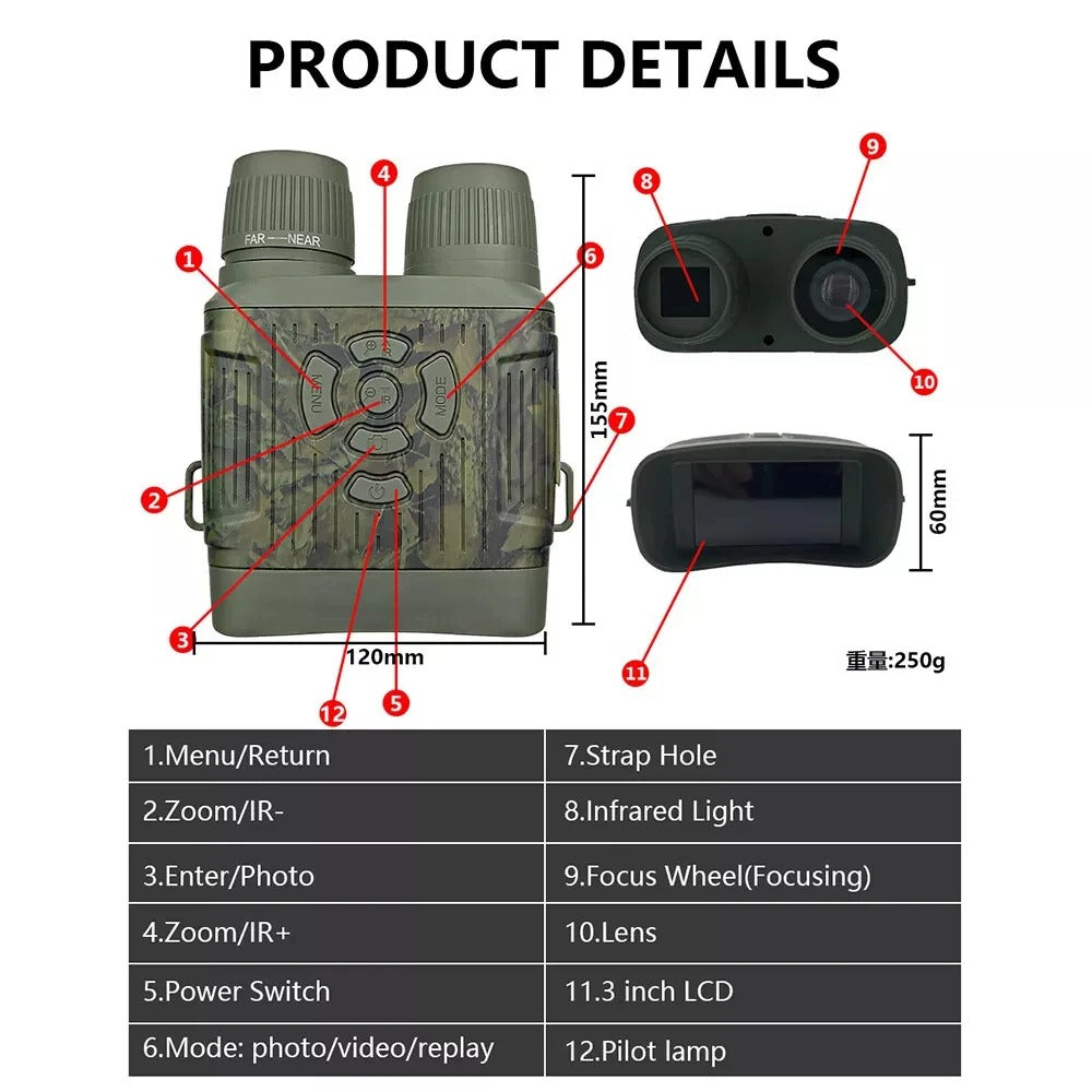 NightPulse – Night vision binoculars with infrared technology & recording function