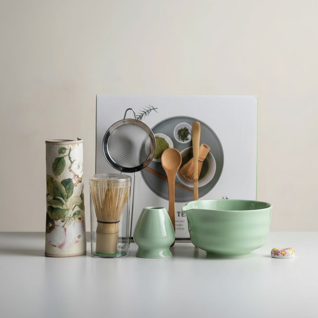 Traditional Japanese Matcha Set - 8-Piece Green Tea Kit with Sakura Bowl & Bamboo Whisk 10