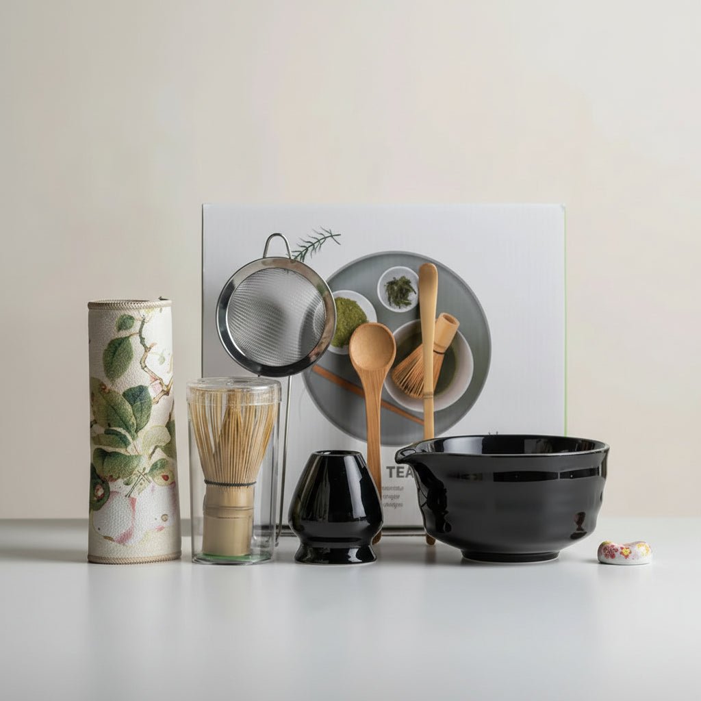 Traditional Japanese Matcha Set - 8-Piece Green Tea Kit with Sakura Bowl & Bamboo Whisk 4