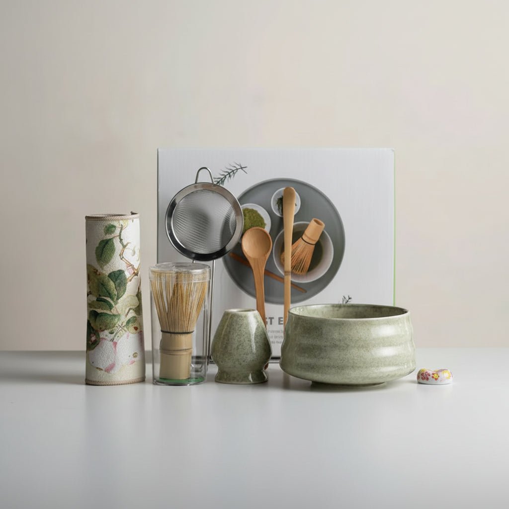 Traditional Japanese Matcha Set - 8-Piece Green Tea Kit with Sakura Bowl & Bamboo Whisk 7