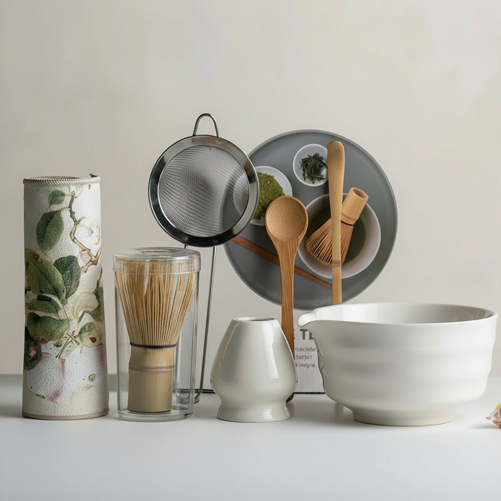 Traditional Japanese Matcha Set - 8-Piece Green Tea Kit with Sakura Bowl & Bamboo Whisk 9