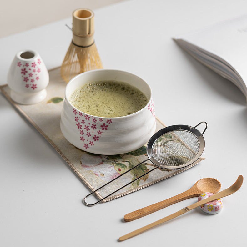 Traditional Japanese Matcha Set - 8-Piece Green Tea Kit with Sakura Bowl & Bamboo Whisk 2