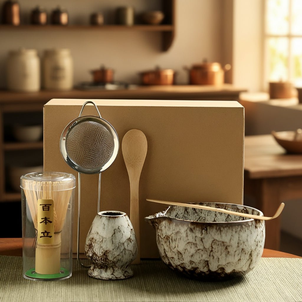 Authentic Matcha Set - 6-Piece Green Tea Kit with Bamboo Whisk & Accessories 0