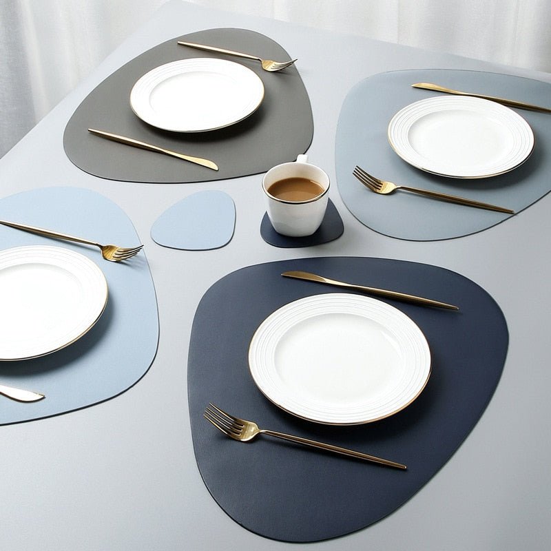MATELLE – Hittebestendige PU Leren Placemat- en Onderzetterset voor Elegant Dineren