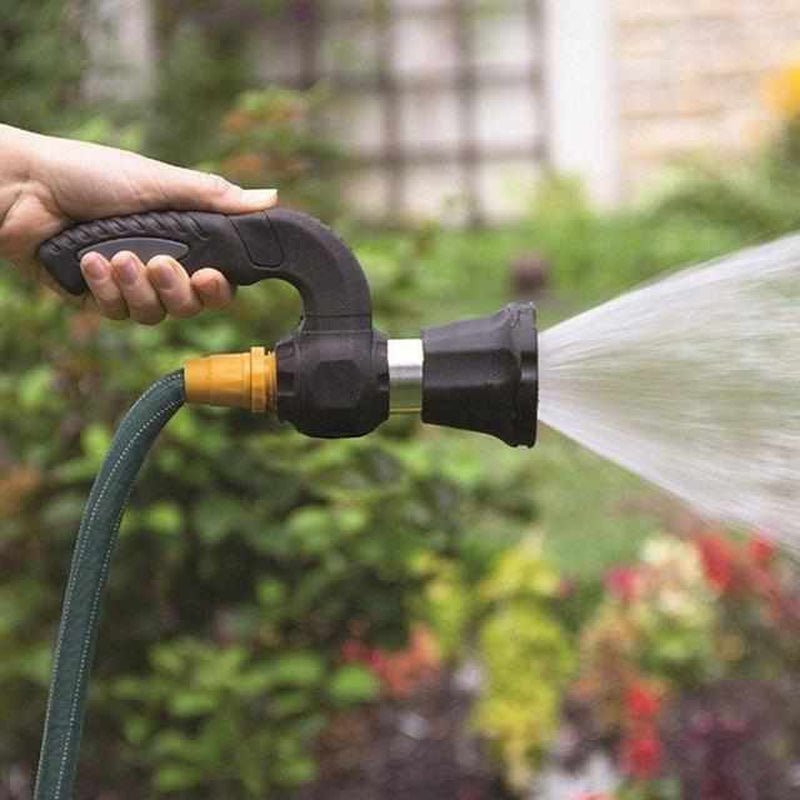Ergonomic Garden Hose Sprayhead with Adjustable Jet and Mist Settings – Durable Stainless Steel and Rubber Handle-3