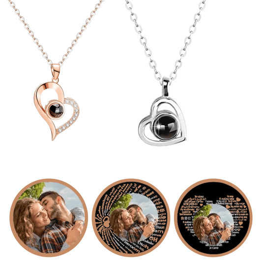 MEMORIA – Gepersonaliseerde fotoprojectie ketting met hartvormige hanger