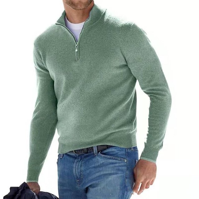MERINOV – Pánsky merino sveter s výstrihom do V a zipsom pre každodennú eleganciu