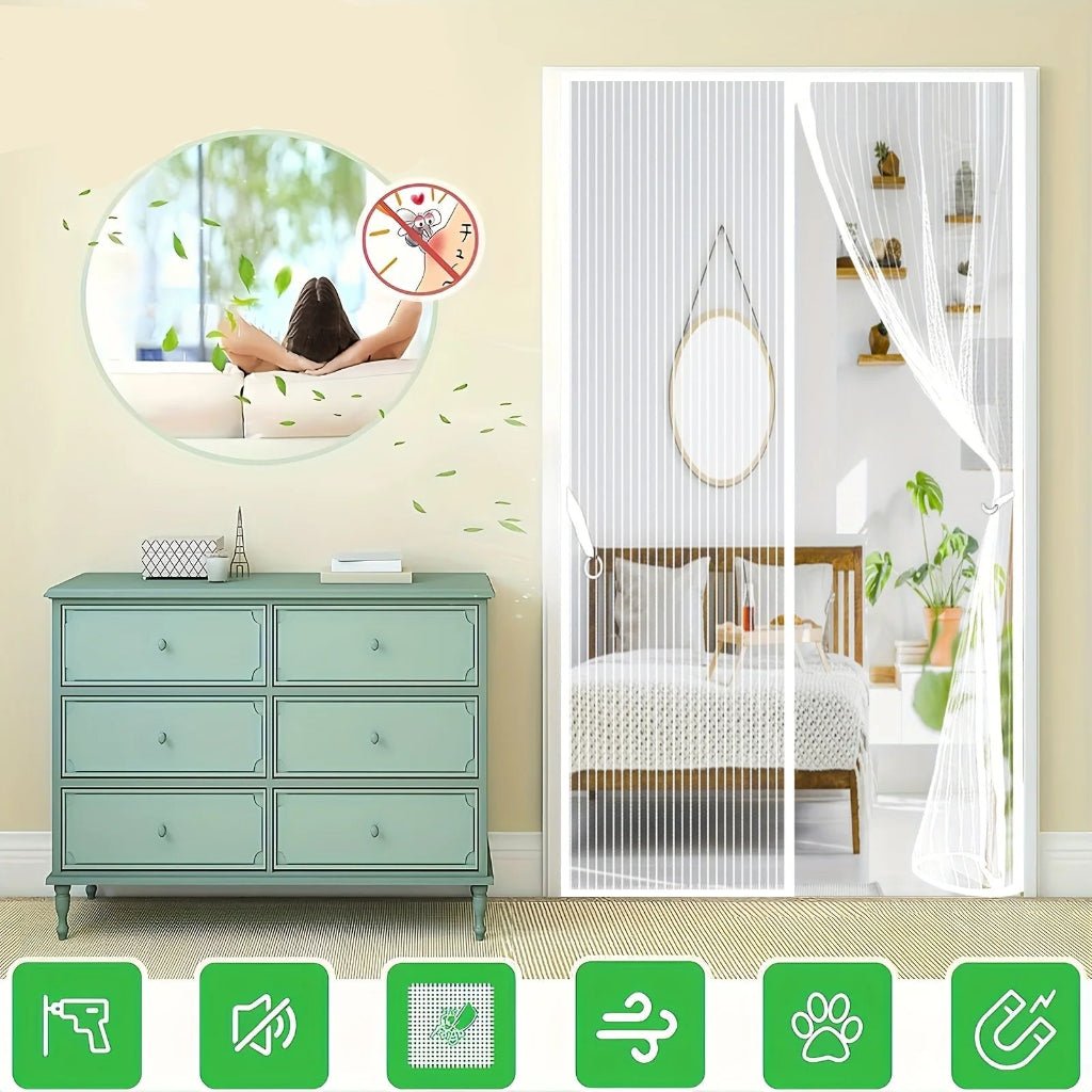 Magnetic Mosquito Door Curtain - Breathable Polyester Screen for Outdoor Use 2