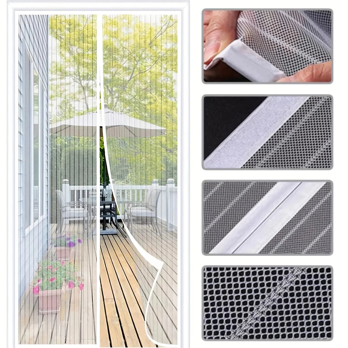 Magnetic Mosquito Door Curtain - Breathable Polyester Screen for Outdoor Use 0