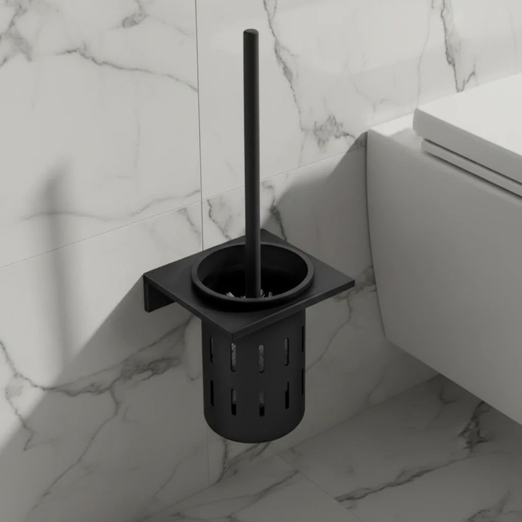 METALLUX LOO – Wall-Mounted Toilet Brush Set with Brushed Gold Finish