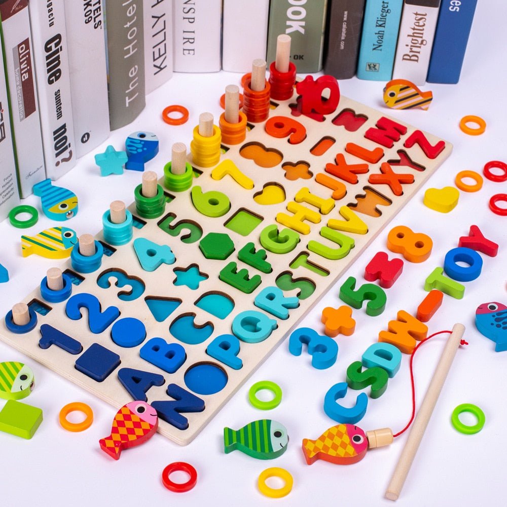 Mindgrow – Wooden learning board for counting, shapes & alphabet