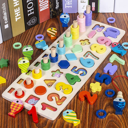 Mindgrow – Wooden learning board for counting, shapes & alphabet
