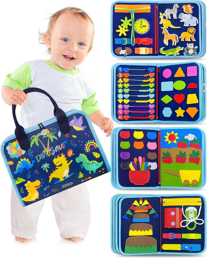 Mindzip Activity Board – Montessori Busy Board for Babies with 8 Interactive Learning Sides