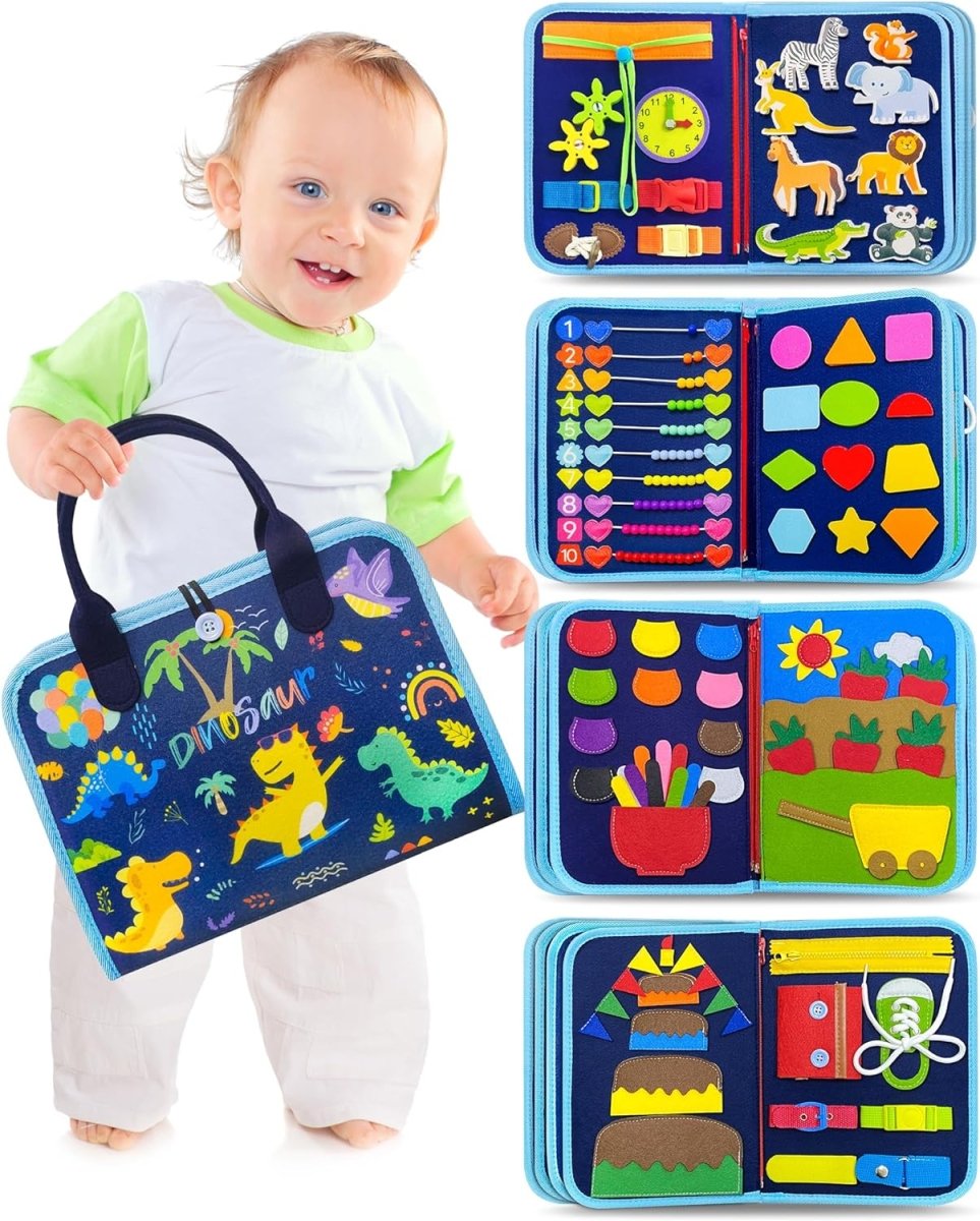 Mindzip Activity Board – Montessori Busy Board for Babies with 8 Interactive Learning Sides