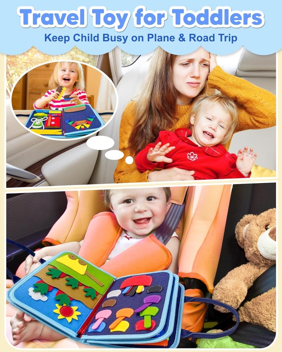 Mindzip Activity Board – Montessori Busy Board for Babies with 8 Interactive Learning Sides
