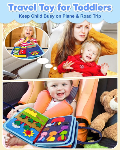 Mindzip Activity Board – Montessori Busy Board for Babies with 8 Interactive Learning Sides